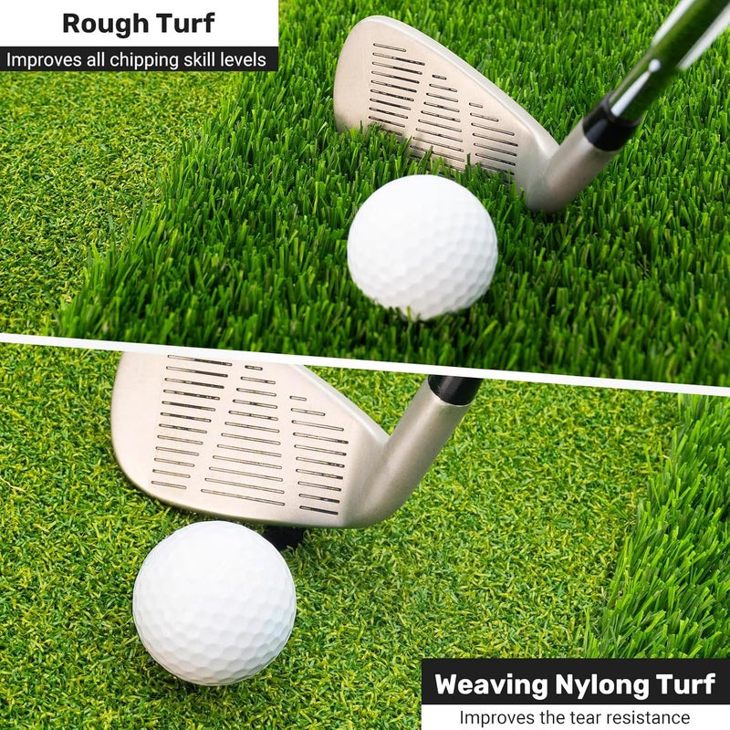 LYDARZ Portable & Foldable Golf Practice Mat – Dual-Turf Golf Hitting Mat for Indoor & Outdoor Swing and Chipping – Fairway & Rough Turf Golf Training Mat for Backyard and Home - Image 5